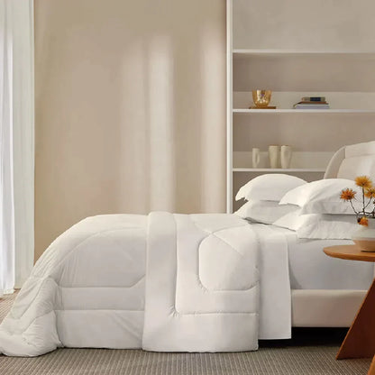 1000 Thread Count Satin Bed Set 100% Egyptian Cotton Mirtina White/Legno - Sheets + Pillowcases + Duvet